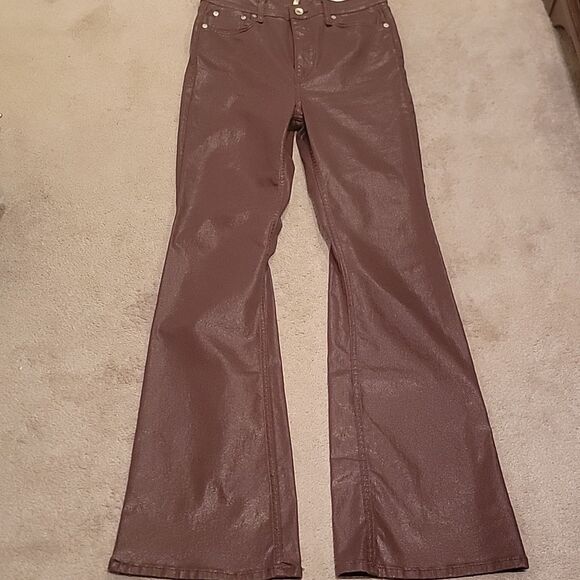 rag & bone Casey High Rise Flare Coated Denim Jeans Maroon Color Sz 29 - Picture 3 of 14